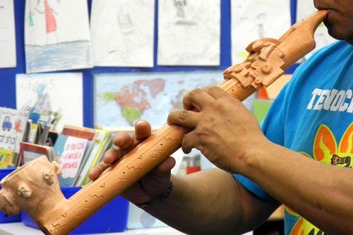 Samuel Becerra playing an Aztec Flute like instrument