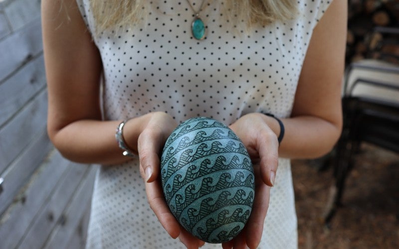 A photo of Kristine's pysanka eggs