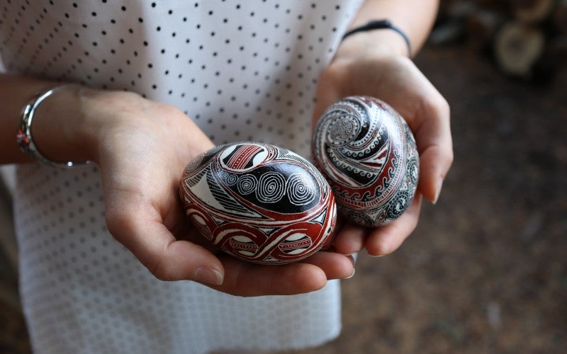 A photo of Kristine's pysanka eggs